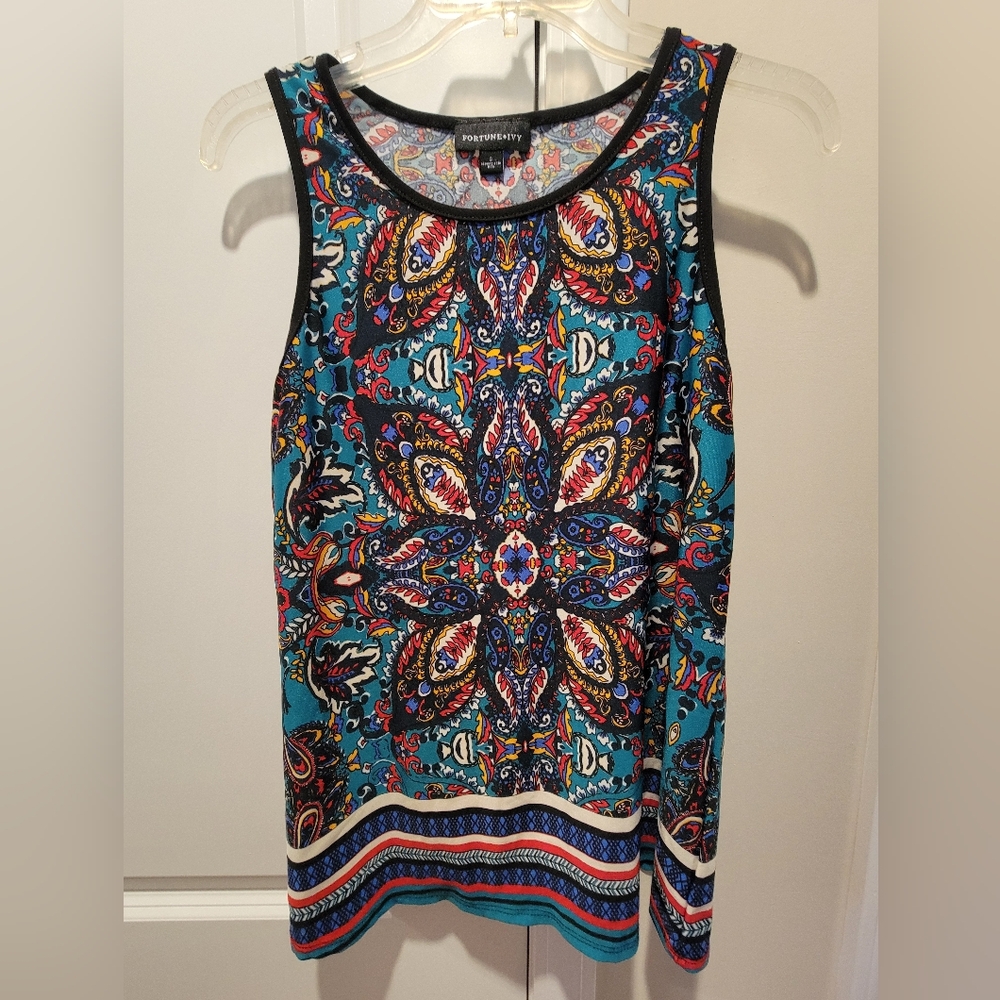 Fortune + Ivy Multicolor Paisley Tank Top